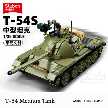 Sluban Noi WW2 Militare 3 ÎN 1 La T-54, T-55A T-69S Tanc Mediu Blocuri Soldații Armatei Cărămizi MBT Jucarii pentru Baieti Cadouri