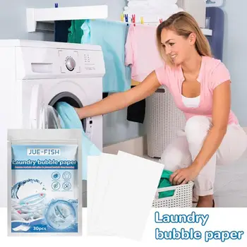 30Pcs Concentrat pentru Rufe Tablete de Decontaminare Detergent de Rufe Săpun Hârtie Mașină de Spălat Puternic Haine Coală de Curățare