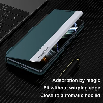 Clasic de Afaceri Magnetice Caz pentru Samsung Galaxy Z Ori 3 Ori 4 5G cu Stylus și Pix Slot Toate-include Suport din Piele de Caz