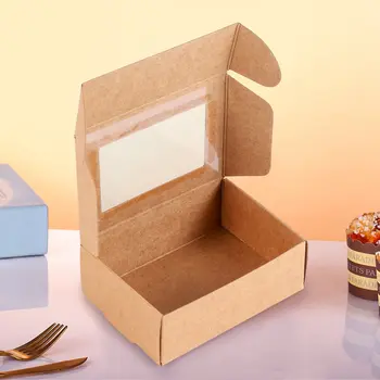 30 Buc Mini Hârtie Kraft Cutie cu Fereastra Prezent Ambalaj Cutie Trata Cutie de Săpun Trata Panificatie Bomboane(Negru, Maro, Alb)