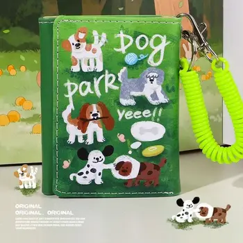Original Trei straturi Câine Drăguț Portofel Kawaii Parc Catelus de Moda din Piele PU portofel pentru Femei Geanta Sac de Depozitare cu Sac de Ambreiaj
