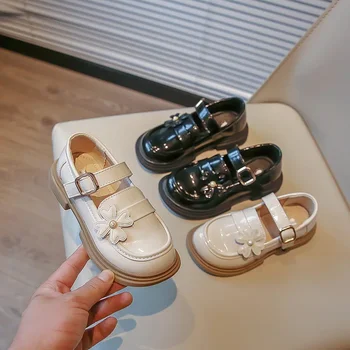 Primavara Toamna Noi pentru Copii cu Cap Rotund Anti-Alunecare Superficială Respirabil Mici Pantofi de Piele de Moda Fetelor Talpă Moale Printesa Pantofi