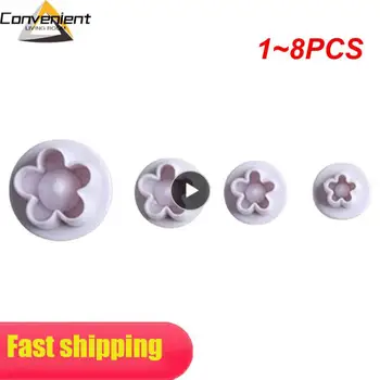 1~8PCS Forma de Floare Tăietori Cookie 3D din Plastic Biscuiti Mucegai Cookie Timbru Fondant Tort Mucegai Bucătărie, produse de Patiserie de Copt Bakeware
