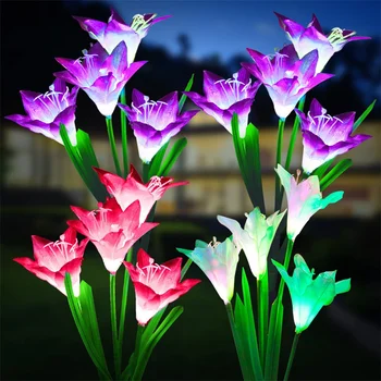 În aer liber Simulare Flori Lumini Solare pentru Gradina de Legume și Patch-uri Decoratiuni de Craciun cu Led-uri Impermeabil Lily Lămpile de Gazon