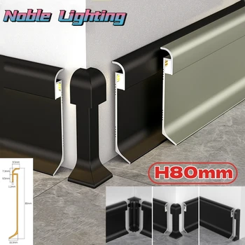 H80mm Suprafață Montat LED Plinte Linie Profil de Aluminiu de Perete Trim Turnare Placa de Fundal Canal Scara Corner Bar de Striptease Lumina