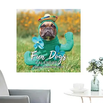 2024 Câine Distracție Calendar De Perete Calendar Cadou Pentru Prieteni, Familie, Vecini, Colegi Rude Dragi