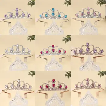 Stras Cristal Princess Diademe Elegant Cu Faguri Strălucitoare Stras Cerc Păr Coroana De Păr Banda De Petrecere