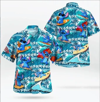 Coase Cămăși Hawaiiene Vacanta Tricouri Barbati Disney Hawaiian Tricouri Casual Buton Jos Camasa cu Maneci Scurte T-Shirt Epocă Topuri