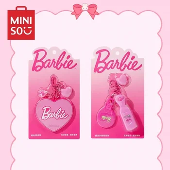 MINISO Barbie Breloc Anime Desene animate Drăguț Rucsac Cheie Pandantiv Drăguț Girly Inima Roz Dragoste Kawaii Portabil Oglindă de Machiaj, Pieptene