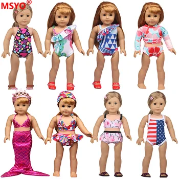 18 Inch American Doll Fete De Costume De Baie Haine Bikini Sirena De Costume De Baie Renăscut Jucarii Pentru Copii Accesorii Se Potrivesc 40-43 Cm Băiat Păpuși Cadou