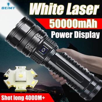 50000mah de Mare Putere Laser Alb Lanterna USB Reincarcabila cu Zoom Lung Interval Lanternă de Urgență lanterna Cu Indicator de Baterie