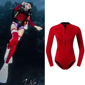 2mm stil coreean maca dragon, costum de scufundări pentru femei, dintr-o bucata de surfing top cu mâneci lungi, plutind scufundări mama costum, cald, rece