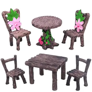 3Pcs/Set in Miniatura Masă și Scaune Set Zana Mobilier de Grădină, Ornamente Micro Peisaj Decorare DIY Păpuși Accesorii