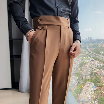 Moda pentru bărbați Pantaloni Casual de Afaceri Sociale Slim Fit Tight Pantaloni Lungi Elasticitatea Formale Costum de Birou Rochie de Streetwear Îmbrăcăminte