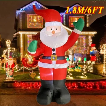 Rucsac Moș Crăciun Decor de Crăciun Jucării Gonflabile Cu Lumina LED-uri de 1,8 M Gonflabile Model de Cadou de Vacanță de Interior Decor în aer liber