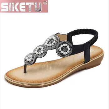 SIKETU pantofi pentru femeie sandale plate PU Elastic sandale de Moda Stras comerț exterior vara femei pantofi de vara unitate de Birou
