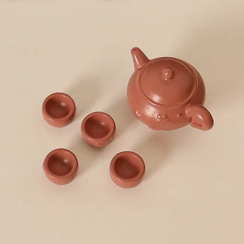 5Pcs/set Mini de Simulare Ceainic Cu Cupe Set de Păpuși Miniaturale de Decor Pentru 1/12 1/6 Scară Păpuși Accesorii de Bucatarie