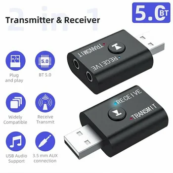 BT-U 5.0 Transmițător Receptor 2-in-1 Wireless Audio 3.5 mm, USB, Auxiliar Adaptor Puternic ForBluetooth Compatibil cu ICs