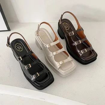 2023 Noua Platforma Sandale de Doamnelor Tocuri inalte de Vara pentru Femei Pantofi Wedge Sandale Superficial Solid de Culoare Catarama Casual