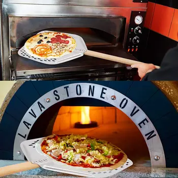 Perforate Pizza Coaja,Profesionale Aluminiu Anodizat Coji de Pizza, Pizza Dreptunghiulare de Cotitură Spatula cu Detasabila Perforate Pizza Coaja,Profesionale Aluminiu Anodizat Coji de Pizza, Pizza Dreptunghiulare de Cotitură Spatula cu Detasabila 2