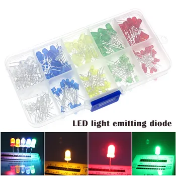 （1buc）100 de 3MM 5MM LED diode emițătoare de lumină, verde, rosu, albastru, galben, alb DIY combinație kit （1buc）100 de 3MM 5MM LED diode emițătoare de lumină, verde, rosu, albastru, galben, alb DIY combinație kit 3