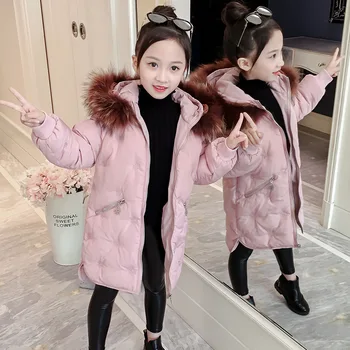 Noi Fetele Bumbac Stil Lung Gros Coreean Hanorac Copii Fete De Bumbac, Guler De Blană Haina Fete Noi Fetele Bumbac Stil Lung Gros Coreean Hanorac Copii Fete De Bumbac, Guler De Blană Haina Fete 5