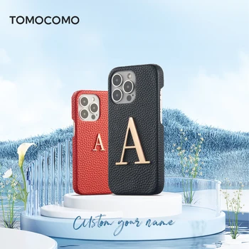 Tomocomo din Piele Caz de Telefon Inițialele Personalizate Scrisoare Pentru IPhone15 14 ProMax 14Plus 14 13Promax 12 11 XR Personalizare Coperta Funda