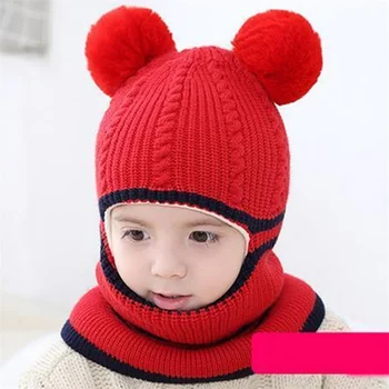 Iarna Copii Drăguț Lână Minge Palarie Fete Versiunea Coreeană Eșarfă Caldă Baieti Copii Capac De Acoperire