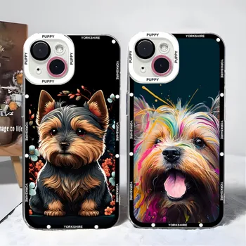 Yorkshire Terrier Puppy Caz de Telefon Transparent Pentru Iphone 13 Pro Max 12 Mini 14 11 Moale TPU Angel Eye Capace Spate